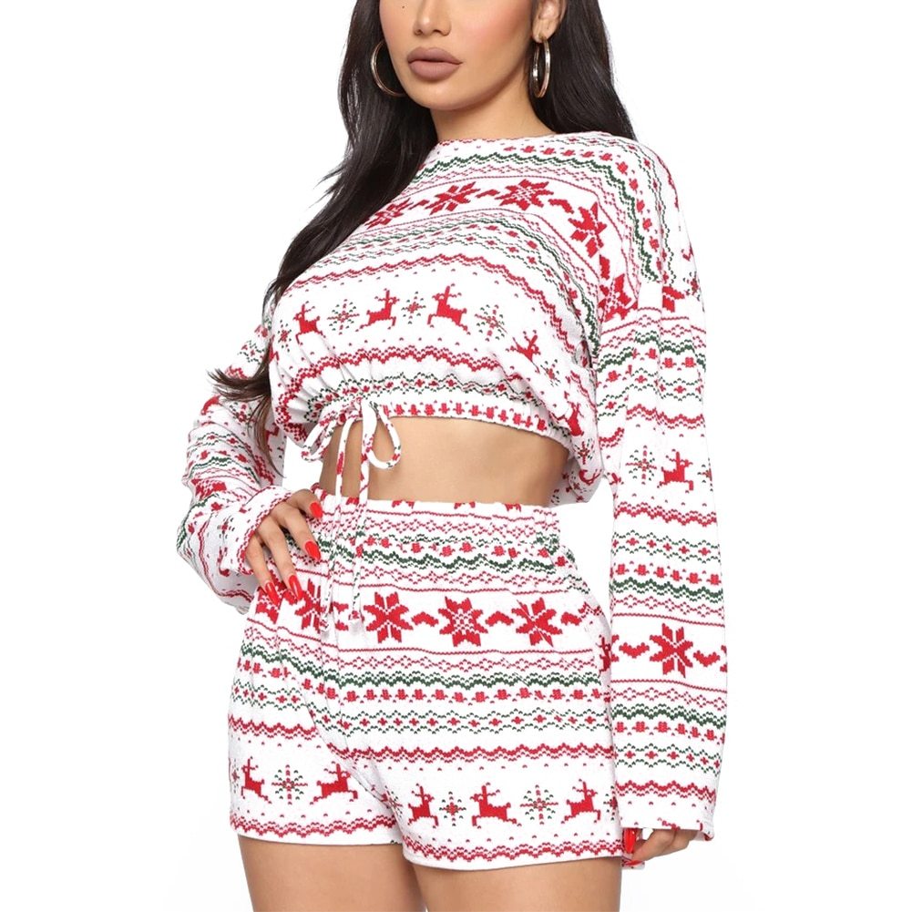 Long Sleeve Crop Top Shorts