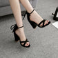 Cross strap thick high heel