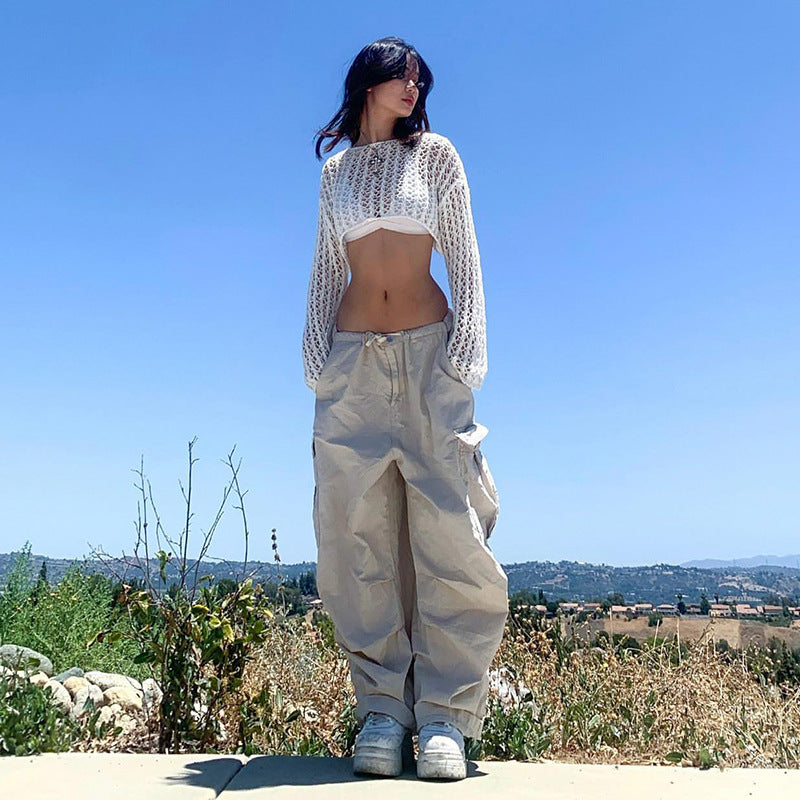 Lace-Up Adjustable Grey Trousers