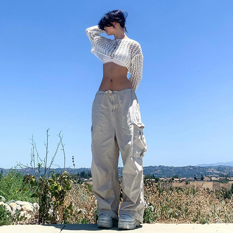 Lace-Up Adjustable Grey Trousers