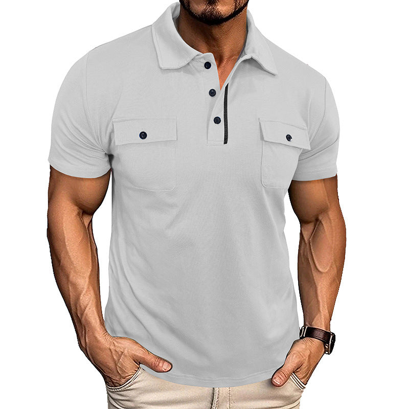Summer Lapel Button Polo Shirt