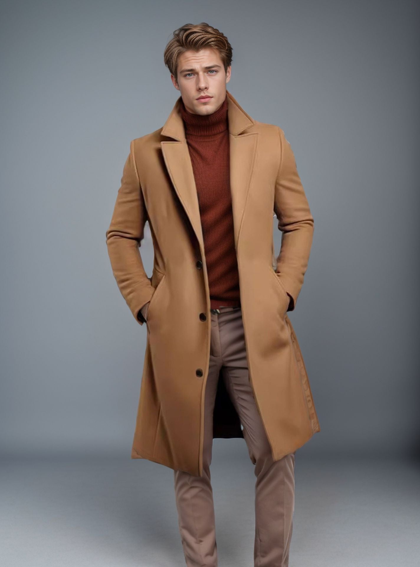 Men’s Slim Fit Mid-Length Trench Coat
