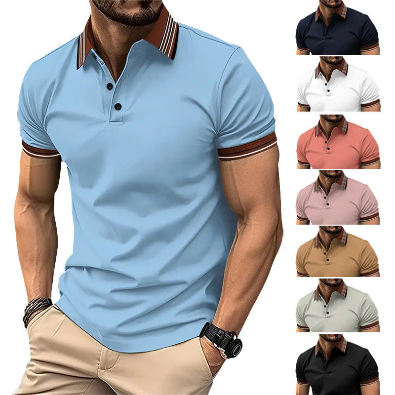 Men Business Colorblock Lapel Tops