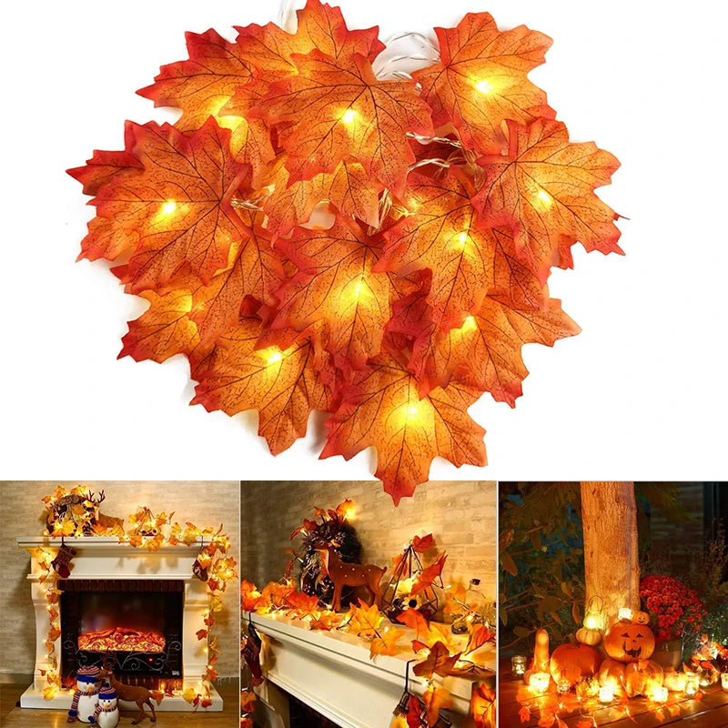 2/3/6M Artificial Maple Leaf Garland – Christmas Decoration-Nextora