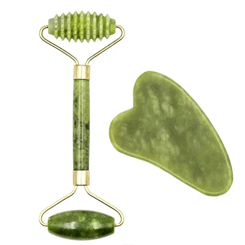 Natural Jade Roller Gua Sha – Stone Face and Body Massage Tool-Nextora