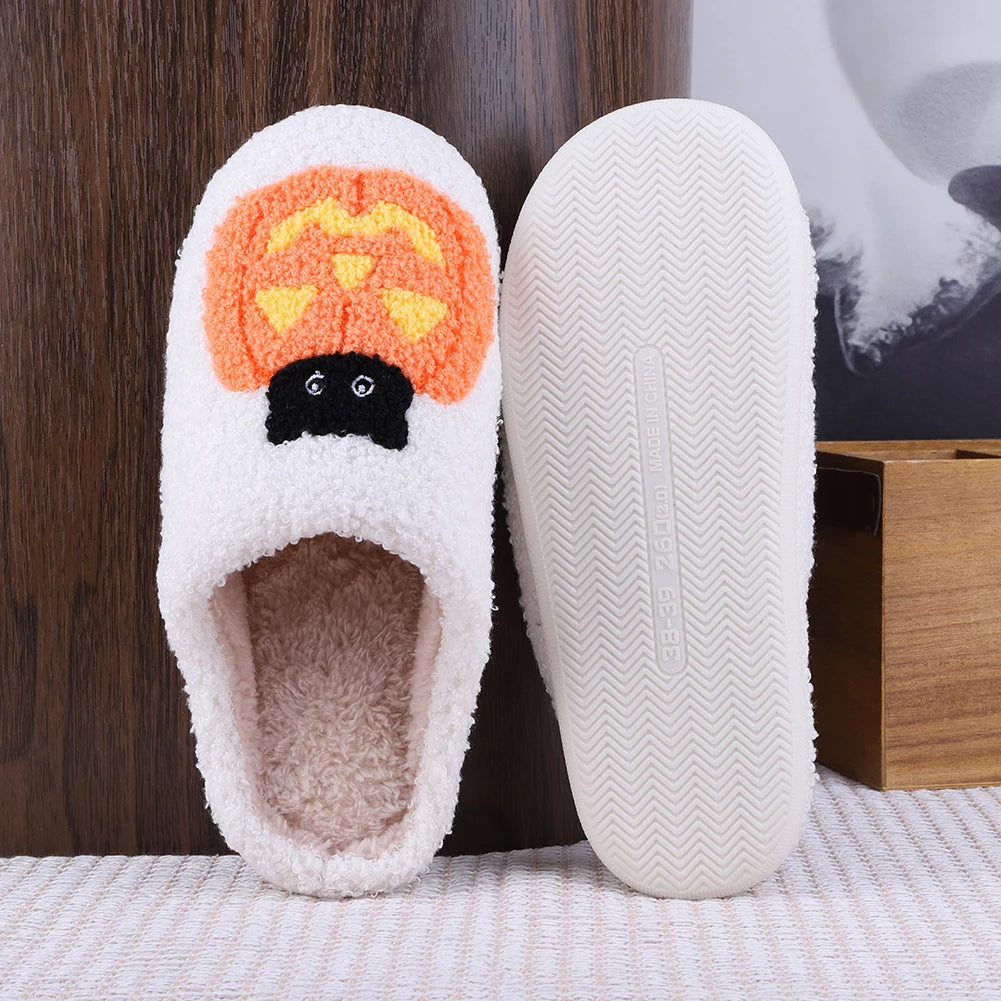 Halloween Plush Slippers – Anti-Slip Thermal Flat Slippers-Nextora