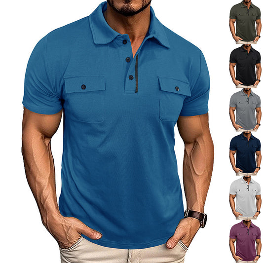 Summer Lapel Button Polo Shirt