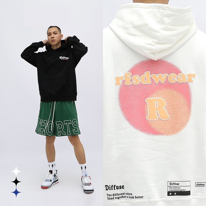 Fleece Loose Printed Hoodie