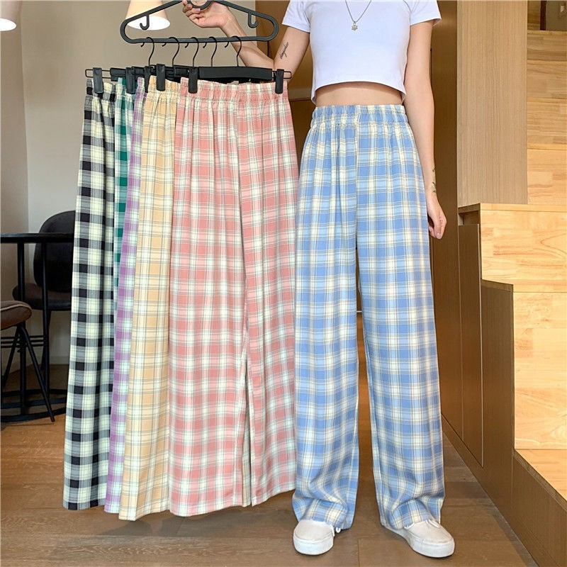 Plaid Wide Leg Pants