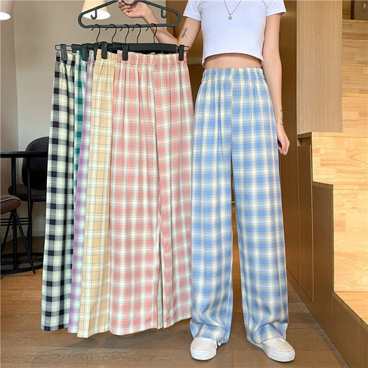 Plaid Wide Leg Pants