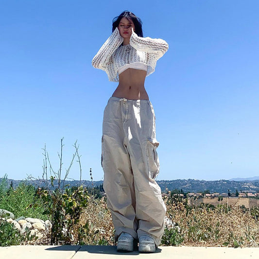 Lace-Up Adjustable Grey Trousers